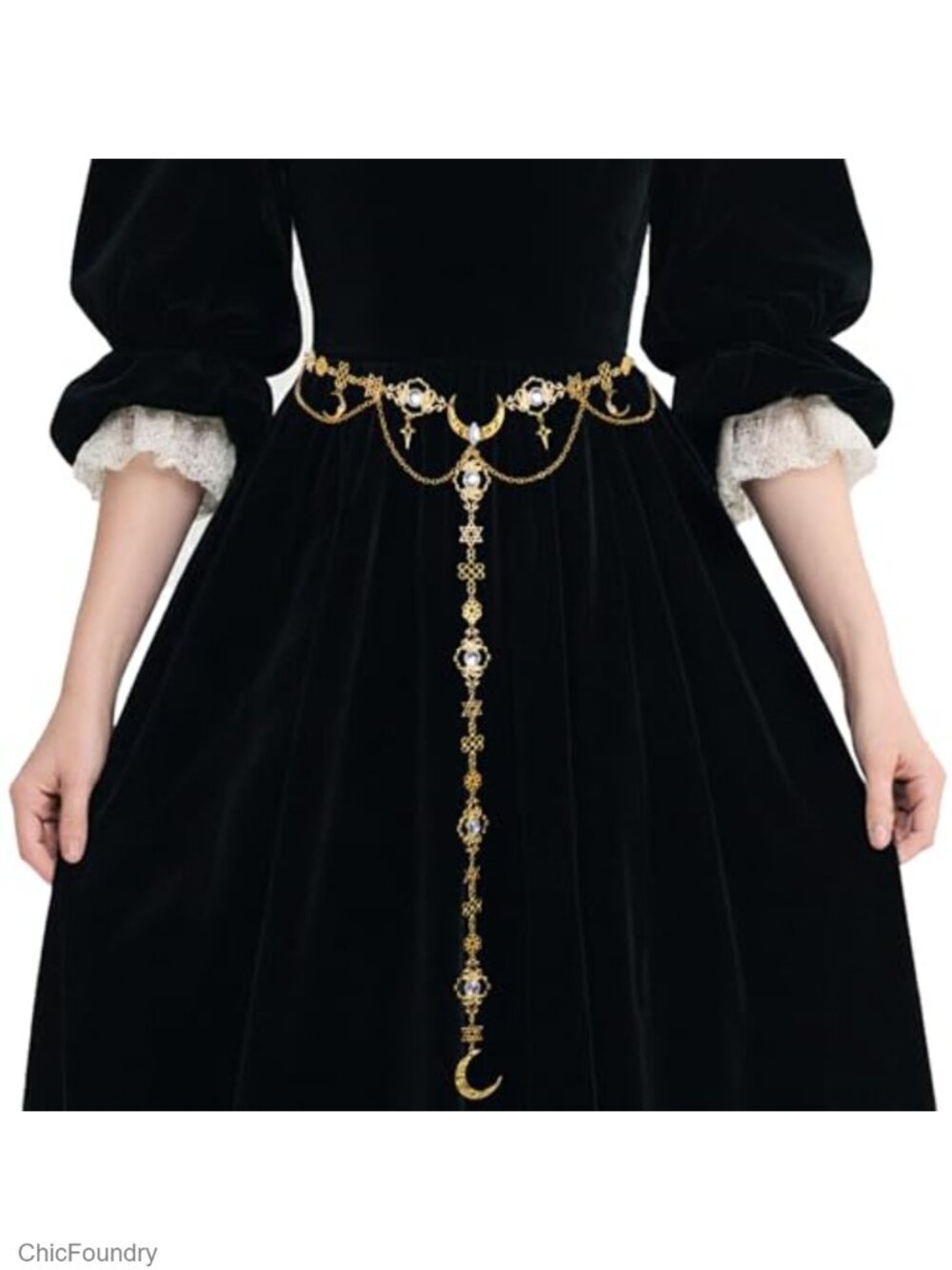 Medieval Gold-Tone Waist Chain Belt for Women Adjustable
